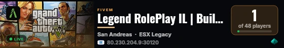 Legend RolePlay IL | Build by SHABOTA live status badge