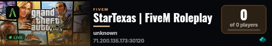StarTexas | FiveM Roleplay live status badge