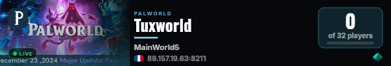 Tuxworld live status badge