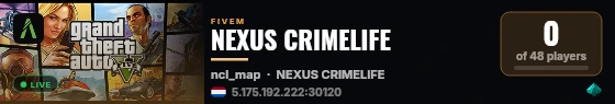 NEXUS CRIMELIFE live status badge