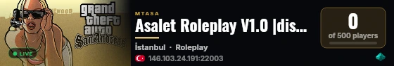 Asalet Roleplay V1.0 |discord.gg/yakında| Sesli/Text |Türkçe Global Medium Sunucu live status badge