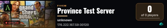 Province Test Server live status badge