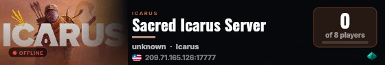 Sacred Icarus Server live status badge