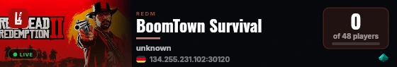 BoomTown Survival live status badge