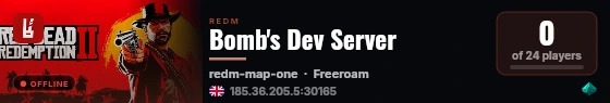 Bomb's Dev Server live status badge