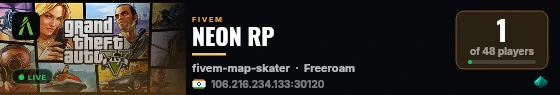 NEON RP live status badge