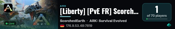 [Liberty] [PvE FR] Scorched XPx5 FARMx3 TAMEx2 - (v361.7) live status badge
