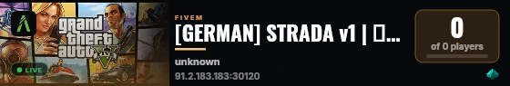 [GERMAN] STRADA v1 | ⚔️ FFA | ☠️ Gangwars | 🛫 Lootdrops | 🔫 Ammunationraeube | 🧪 Fraktions-Labore und Camper | 🏞️ Custom Maps | 🌿 Legale/Illegale Routen | 🎣 Angel-System | 🎯 CUSTOM SCRIPTS | 🔥 HIGH PERFORMANCE 🔥 live status badge