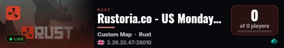 Rustoria.co - US Mondays Preview Server (Map #3) live status badge