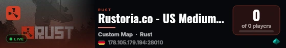 Rustoria.co - US Medium Preview Server (Map #1) live status badge