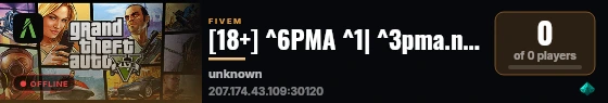 [18+] ^6PMA ^1| ^3pma.network ^1| ^5discord.gg/pmarp ^1| ^5Immersive Roleplay ^1| Hiring 👮^4 PD^0, 🚑^1EMS^0, 🔒^3DoC^0, ^2Business RP^0, ^5Mafia RP^0, ^6Street Gangs^0 ^1| ^2Optimized ^1| ^8Immersive live status badge