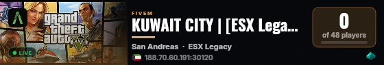 KUWAIT CITY | ESX Legacy Server live status badge