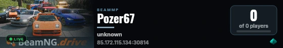 Pozer67 live status badge