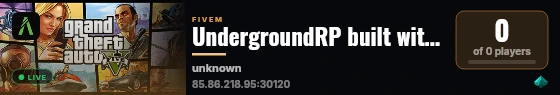 UndergroundRP built with QBCore Framework by JericoFx & Kakarot & Hamy! live status badge
