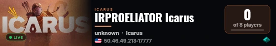 IRPROELIATOR Icarus live status badge