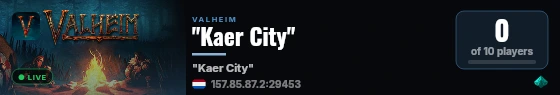 "Kaer City" live status badge