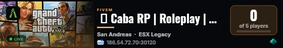  💙 Caba RP | Roleplay | 💻 Gran optimización | 🎮 Scripts unicos | Buenos Aires | live status badge