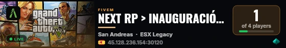 NEXT RP > INAUGURACIÓN EN 4 DIAS live status badge