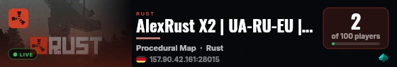AlexRust X2 | UA-RU-EU | PVP | KIT | TP | STORE | WIPE 30.08 live status badge