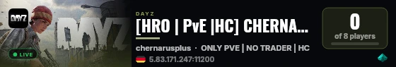 [HRO | PvE |HC] CHERNARUS | TERJE | INEDIA | live status badge