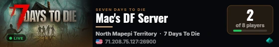 Mac's DF Server live status badge