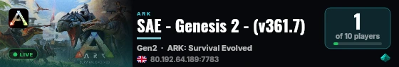 SAE - Genesis 2 - (v361.7) live status badge