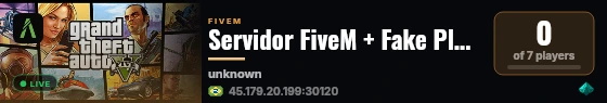 Servidor FiveM + Fake Players live status badge