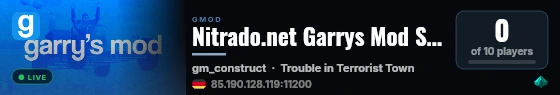 Nitrado.net Garrys Mod Server live status badge