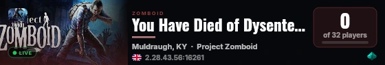 You Have Died of Dysentery live status badge