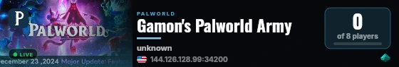 Gamon's Palworld Army live status badge
