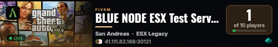 BLUE NODE ESX Test Server live status badge