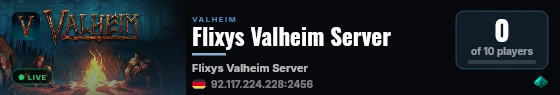 Flixys Valheim Server live status badge