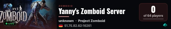Yanny's Zomboid Server live status badge