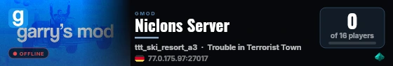 Niclons Server live status badge