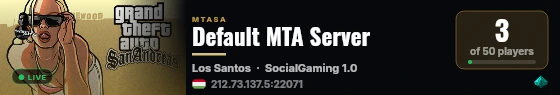 Default MTA Server live status badge