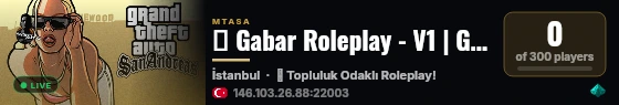 █ Gabar Roleplay - V1 | Gerçekçi Roleplay Deneyimi | (Turk/Türk) | discord.gg/gabarroleplay live status badge