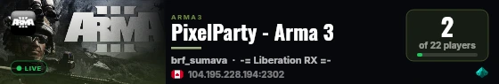PixelParty - Arma 3 live status badge