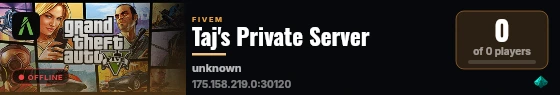 Taj's Private Server live status badge