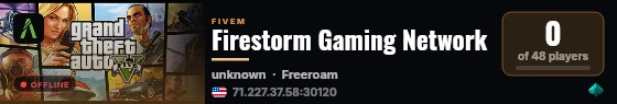 Firestorm Gaming Network live status badge