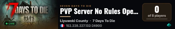 PVP Server No Rules Open Illimited Time live status badge