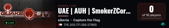 UAE | AUH | SmokerZCorner | Quake Live | FFA live status badge