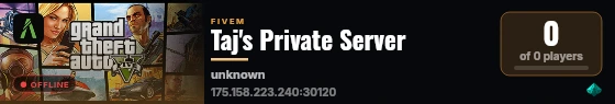 Taj's Private Server live status badge