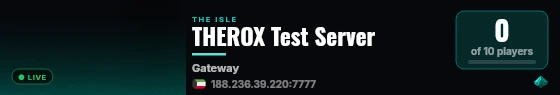 THEROX Test Server live status badge
