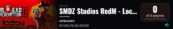 SMDZ Studios RedM - Local Development live status badge