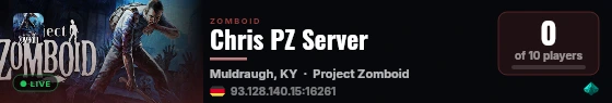 Chris PZ Server live status badge