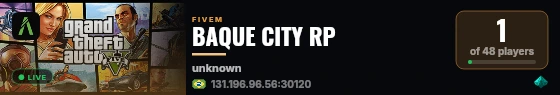 BAQUE CITY RP live status badge