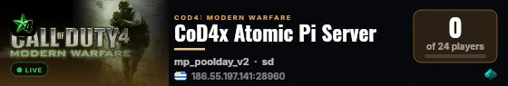 CoD4x Atomic Pi Server live status badge