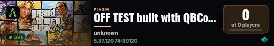 OFF TEST built with QBCore Framework by JericoFx & Kakarot & Hamy! live status badge