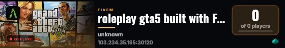 roleplay gta5 built with FiveM Basic Server! live status badge