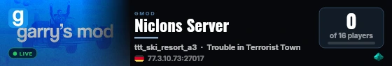 Niclons Server live status badge